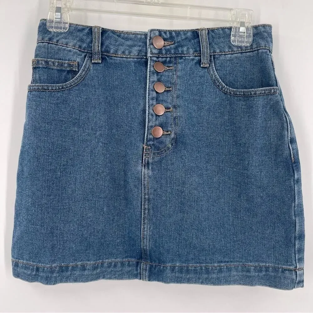 Forever 21 rainbow embroidery denim mini skirt   Size small